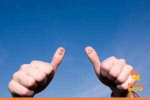 thumbs up with dollar and smile face in both thumbs